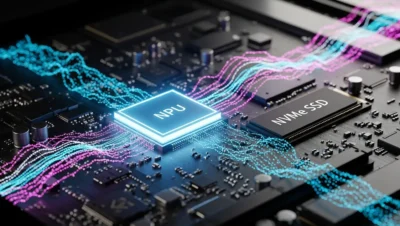 Componentes de hardware exigidos pelo Windows 12, com destaque para a NPU e SSD de alta velocidade.