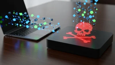 TV Box pirata infectada com malware para roubo de dados em rede doméstica.